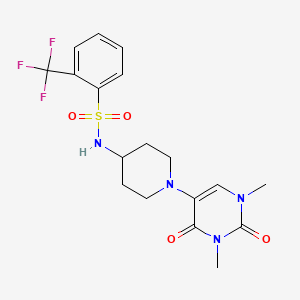 molecular formula C18H21F3N4O4S B6451754 N-[1-(1,3-dimethyl-2,4-dioxo-1,2,3,4-tetrahydropyrimidin-5-yl)piperidin-4-yl]-2-(trifluoromethyl)benzene-1-sulfonamide CAS No. 2640822-14-4