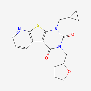 molecular formula C18H19N3O3S B6451776 6-(cyclopropylmethyl)-4-[(oxolan-2-yl)methyl]-8-thia-4,6,10-triazatricyclo[7.4.0.0^{2,7}]trideca-1(13),2(7),9,11-tetraene-3,5-dione CAS No. 2640842-69-7