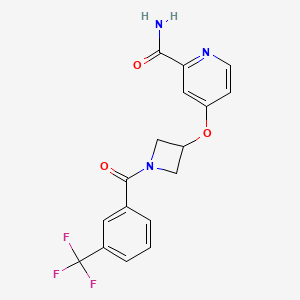 molecular formula C17H14F3N3O3 B6451782 4-({1-[3-(trifluoromethyl)benzoyl]azetidin-3-yl}oxy)pyridine-2-carboxamide CAS No. 2640836-52-6