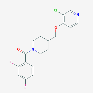 molecular formula C18H17ClF2N2O2 B6451802 3-chloro-4-{[1-(2,4-difluorobenzoyl)piperidin-4-yl]methoxy}pyridine CAS No. 2549035-07-4
