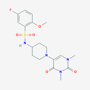molecular formula C18H23FN4O5S B6451830 N-[1-(1,3-dimethyl-2,4-dioxo-1,2,3,4-tetrahydropyrimidin-5-yl)piperidin-4-yl]-5-fluoro-2-methoxybenzene-1-sulfonamide CAS No. 2549028-66-0