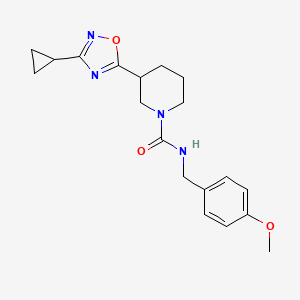 molecular formula C19H24N4O3 B6451862 3-(3-cyclopropyl-1,2,4-oxadiazol-5-yl)-N-[(4-methoxyphenyl)methyl]piperidine-1-carboxamide CAS No. 2640979-96-8