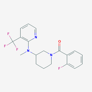 molecular formula C19H19F4N3O B6451872 N-[1-(2-fluorobenzoyl)piperidin-3-yl]-N-methyl-3-(trifluoromethyl)pyridin-2-amine CAS No. 2549035-49-4
