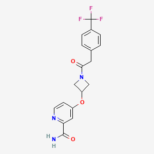 molecular formula C18H16F3N3O3 B6451890 4-[(1-{2-[4-(trifluoromethyl)phenyl]acetyl}azetidin-3-yl)oxy]pyridine-2-carboxamide CAS No. 2640817-64-5