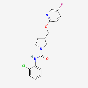molecular formula C17H17ClFN3O2 B6451920 N-(2-chlorophenyl)-3-{[(5-fluoropyridin-2-yl)oxy]methyl}pyrrolidine-1-carboxamide CAS No. 2548996-86-5