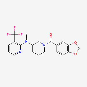molecular formula C20H20F3N3O3 B6451927 N-[1-(2H-1,3-benzodioxole-5-carbonyl)piperidin-3-yl]-N-methyl-3-(trifluoromethyl)pyridin-2-amine CAS No. 2549022-88-8