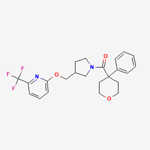 molecular formula C23H25F3N2O3 B6451973 2-{[1-(4-phenyloxane-4-carbonyl)pyrrolidin-3-yl]methoxy}-6-(trifluoromethyl)pyridine CAS No. 2548992-42-1