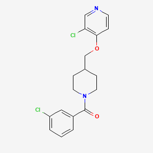 molecular formula C18H18Cl2N2O2 B6451992 3-chloro-4-{[1-(3-chlorobenzoyl)piperidin-4-yl]methoxy}pyridine CAS No. 2548986-20-3