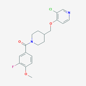 molecular formula C19H20ClFN2O3 B6452004 3-chloro-4-{[1-(3-fluoro-4-methoxybenzoyl)piperidin-4-yl]methoxy}pyridine CAS No. 2640842-92-6