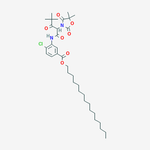 molecular formula C35H53ClN2O7 B064521 Hexadecyl 4-chloro-3-[[2-(5,5-dimethyl-2,4-dioxo-1,3-oxazolidin-3-yl)-4,4-dimethyl-3-oxopentanoyl]amino]benzoate CAS No. 168689-49-4