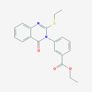 molecular formula C19H18N2O3S B6452168 ethyl 3-[2-(ethylsulfanyl)-4-oxo-3,4-dihydroquinazolin-3-yl]benzoate CAS No. 2640978-20-5