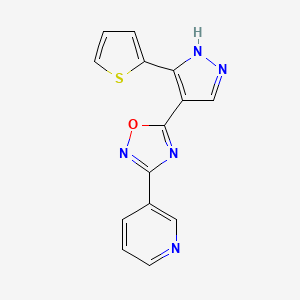 molecular formula C14H9N5OS B6452261 3-{5-[3-(thiophen-2-yl)-1H-pyrazol-4-yl]-1,2,4-oxadiazol-3-yl}pyridine CAS No. 2325974-48-7