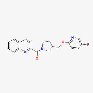 molecular formula C20H18FN3O2 B6452271 2-(3-{[(5-fluoropyridin-2-yl)oxy]methyl}pyrrolidine-1-carbonyl)quinoline CAS No. 2549037-82-1