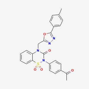molecular formula C25H20N4O5S B6452288 2-(4-acetylphenyl)-4-{[5-(4-methylphenyl)-1,3,4-oxadiazol-2-yl]methyl}-3,4-dihydro-2H-1??,2,4-benzothiadiazine-1,1,3-trione CAS No. 2640978-41-0