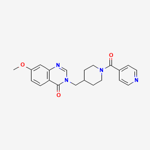 molecular formula C21H22N4O3 B6452294 7-methoxy-3-{[1-(pyridine-4-carbonyl)piperidin-4-yl]methyl}-3,4-dihydroquinazolin-4-one CAS No. 2549041-41-8