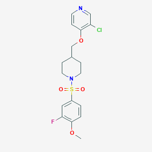 molecular formula C18H20ClFN2O4S B6452300 3-chloro-4-{[1-(3-fluoro-4-methoxybenzenesulfonyl)piperidin-4-yl]methoxy}pyridine CAS No. 2549013-08-1