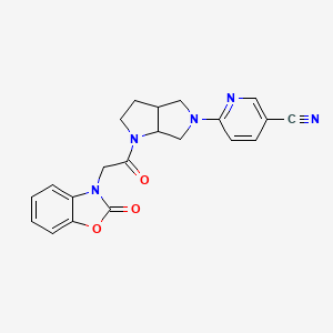 molecular formula C21H19N5O3 B6452313 6-{1-[2-(2-oxo-2,3-dihydro-1,3-benzoxazol-3-yl)acetyl]-octahydropyrrolo[2,3-c]pyrrol-5-yl}pyridine-3-carbonitrile CAS No. 2548982-94-9