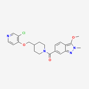 molecular formula C21H23ClN4O3 B6452319 6-(4-{[(3-chloropyridin-4-yl)oxy]methyl}piperidine-1-carbonyl)-3-methoxy-2-methyl-2H-indazole CAS No. 2640975-61-5