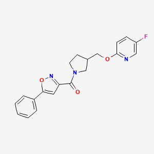 molecular formula C20H18FN3O3 B6452336 5-fluoro-2-{[1-(5-phenyl-1,2-oxazole-3-carbonyl)pyrrolidin-3-yl]methoxy}pyridine CAS No. 2548984-64-9