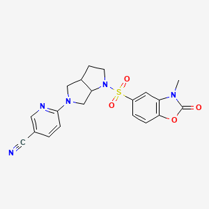 molecular formula C20H19N5O4S B6452373 6-{1-[(3-methyl-2-oxo-2,3-dihydro-1,3-benzoxazol-5-yl)sulfonyl]-octahydropyrrolo[2,3-c]pyrrol-5-yl}pyridine-3-carbonitrile CAS No. 2549026-75-5