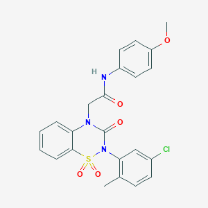 molecular formula C23H20ClN3O5S B6452385 2-[2-(5-chloro-2-methylphenyl)-1,1,3-trioxo-3,4-dihydro-2H-1??,2,4-benzothiadiazin-4-yl]-N-(4-methoxyphenyl)acetamide CAS No. 2640885-71-6