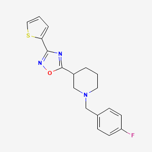 molecular formula C18H18FN3OS B6452404 1-[(4-fluorophenyl)methyl]-3-[3-(thiophen-2-yl)-1,2,4-oxadiazol-5-yl]piperidine CAS No. 2640980-13-6