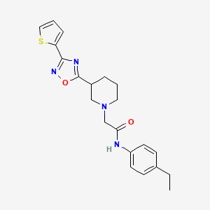 molecular formula C21H24N4O2S B6452437 N-(4-ethylphenyl)-2-{3-[3-(thiophen-2-yl)-1,2,4-oxadiazol-5-yl]piperidin-1-yl}acetamide CAS No. 2640978-04-5