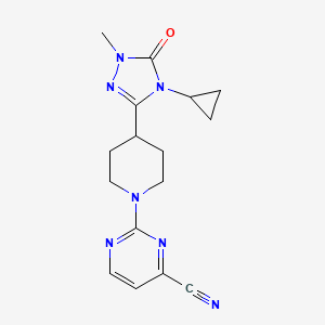 molecular formula C16H19N7O B6452531 2-[4-(4-cyclopropyl-1-methyl-5-oxo-4,5-dihydro-1H-1,2,4-triazol-3-yl)piperidin-1-yl]pyrimidine-4-carbonitrile CAS No. 2548994-80-3