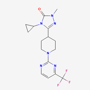 molecular formula C16H19F3N6O B6452610 4-cyclopropyl-1-methyl-3-{1-[4-(trifluoromethyl)pyrimidin-2-yl]piperidin-4-yl}-4,5-dihydro-1H-1,2,4-triazol-5-one CAS No. 2549017-88-9