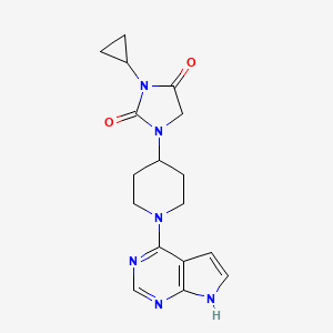 molecular formula C17H20N6O2 B6452641 3-cyclopropyl-1-(1-{7H-pyrrolo[2,3-d]pyrimidin-4-yl}piperidin-4-yl)imidazolidine-2,4-dione CAS No. 2548982-93-8