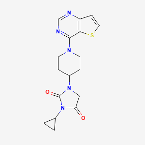 molecular formula C17H19N5O2S B6452669 3-cyclopropyl-1-(1-{thieno[3,2-d]pyrimidin-4-yl}piperidin-4-yl)imidazolidine-2,4-dione CAS No. 2549035-57-4