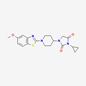 molecular formula C19H22N4O3S B6452719 3-cyclopropyl-1-[1-(5-methoxy-1,3-benzothiazol-2-yl)piperidin-4-yl]imidazolidine-2,4-dione CAS No. 2549038-01-7