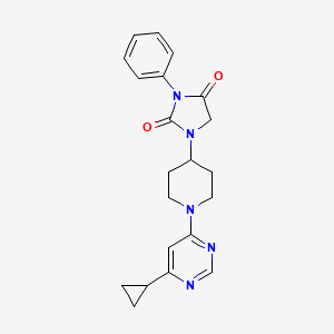 molecular formula C21H23N5O2 B6452720 1-[1-(6-cyclopropylpyrimidin-4-yl)piperidin-4-yl]-3-phenylimidazolidine-2,4-dione CAS No. 2548980-00-1