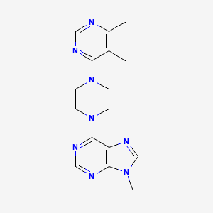 molecular formula C16H20N8 B6452765 6-[4-(5,6-dimethylpyrimidin-4-yl)piperazin-1-yl]-9-methyl-9H-purine CAS No. 2549027-28-1