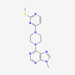 molecular formula C15H18N8S B6452787 9-methyl-6-{4-[2-(methylsulfanyl)pyrimidin-4-yl]piperazin-1-yl}-9H-purine CAS No. 2549024-28-2