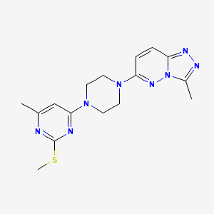 molecular formula C16H20N8S B6452794 4-methyl-6-(4-{3-methyl-[1,2,4]triazolo[4,3-b]pyridazin-6-yl}piperazin-1-yl)-2-(methylsulfanyl)pyrimidine CAS No. 2548991-35-9