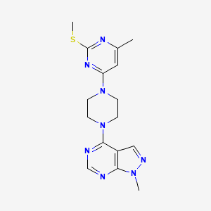 4-methyl-6-(4-{1-methyl-1H-pyrazolo[3,4-d]pyrimidin-4-yl}piperazin-1-yl)-2-(methylsulfanyl)pyrimidine