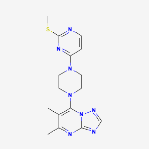 molecular formula C16H20N8S B6452813 4-(4-{5,6-dimethyl-[1,2,4]triazolo[1,5-a]pyrimidin-7-yl}piperazin-1-yl)-2-(methylsulfanyl)pyrimidine CAS No. 2548984-18-3