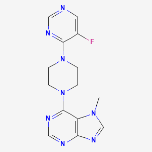 molecular formula C14H15FN8 B6452854 6-[4-(5-fluoropyrimidin-4-yl)piperazin-1-yl]-7-methyl-7H-purine CAS No. 2549045-39-6