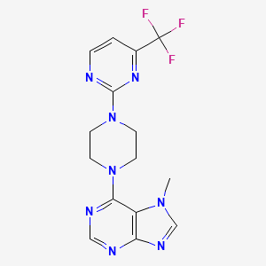 molecular formula C15H15F3N8 B6452862 7-methyl-6-{4-[4-(trifluoromethyl)pyrimidin-2-yl]piperazin-1-yl}-7H-purine CAS No. 2549024-04-4