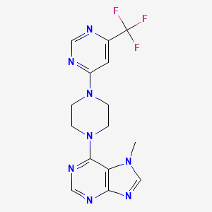 molecular formula C15H15F3N8 B6452878 7-methyl-6-{4-[6-(trifluoromethyl)pyrimidin-4-yl]piperazin-1-yl}-7H-purine CAS No. 2549041-50-9