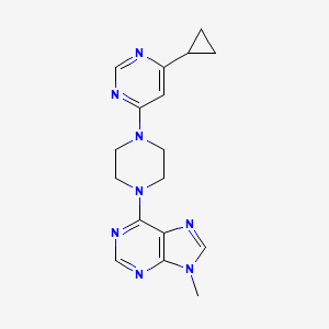 molecular formula C17H20N8 B6453006 6-[4-(6-cyclopropylpyrimidin-4-yl)piperazin-1-yl]-9-methyl-9H-purine CAS No. 2549016-06-8