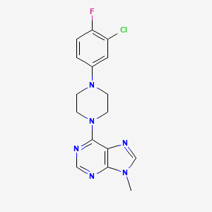 molecular formula C16H16ClFN6 B6453054 6-[4-(3-chloro-4-fluorophenyl)piperazin-1-yl]-9-methyl-9H-purine CAS No. 2548996-04-7