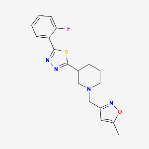 molecular formula C18H19FN4OS B6453063 3-[5-(2-fluorophenyl)-1,3,4-thiadiazol-2-yl]-1-[(5-methyl-1,2-oxazol-3-yl)methyl]piperidine CAS No. 2549044-37-1