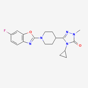 molecular formula C18H20FN5O2 B6453065 4-cyclopropyl-3-[1-(6-fluoro-1,3-benzoxazol-2-yl)piperidin-4-yl]-1-methyl-4,5-dihydro-1H-1,2,4-triazol-5-one CAS No. 2549025-04-7