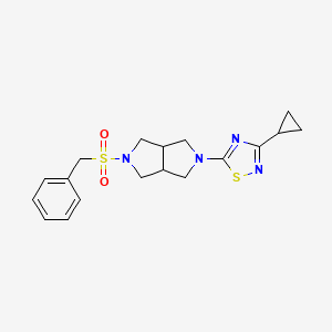 molecular formula C18H22N4O2S2 B6453113 3-cyclopropyl-5-{5-phenylmethanesulfonyl-octahydropyrrolo[3,4-c]pyrrol-2-yl}-1,2,4-thiadiazole CAS No. 2549026-22-2