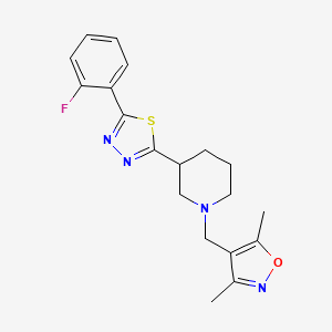 1-[(3,5-dimethyl-1,2-oxazol-4-yl)methyl]-3-[5-(2-fluorophenyl)-1,3,4-thiadiazol-2-yl]piperidine