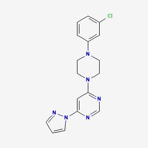 molecular formula C17H17ClN6 B6453132 4-[4-(3-chlorophenyl)piperazin-1-yl]-6-(1H-pyrazol-1-yl)pyrimidine CAS No. 2549020-76-8