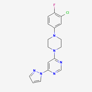 molecular formula C17H16ClFN6 B6453138 4-[4-(3-chloro-4-fluorophenyl)piperazin-1-yl]-6-(1H-pyrazol-1-yl)pyrimidine CAS No. 2548975-01-3