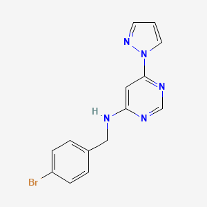 molecular formula C14H12BrN5 B6453198 N-[(4-bromophenyl)methyl]-6-(1H-pyrazol-1-yl)pyrimidin-4-amine CAS No. 2549043-06-1